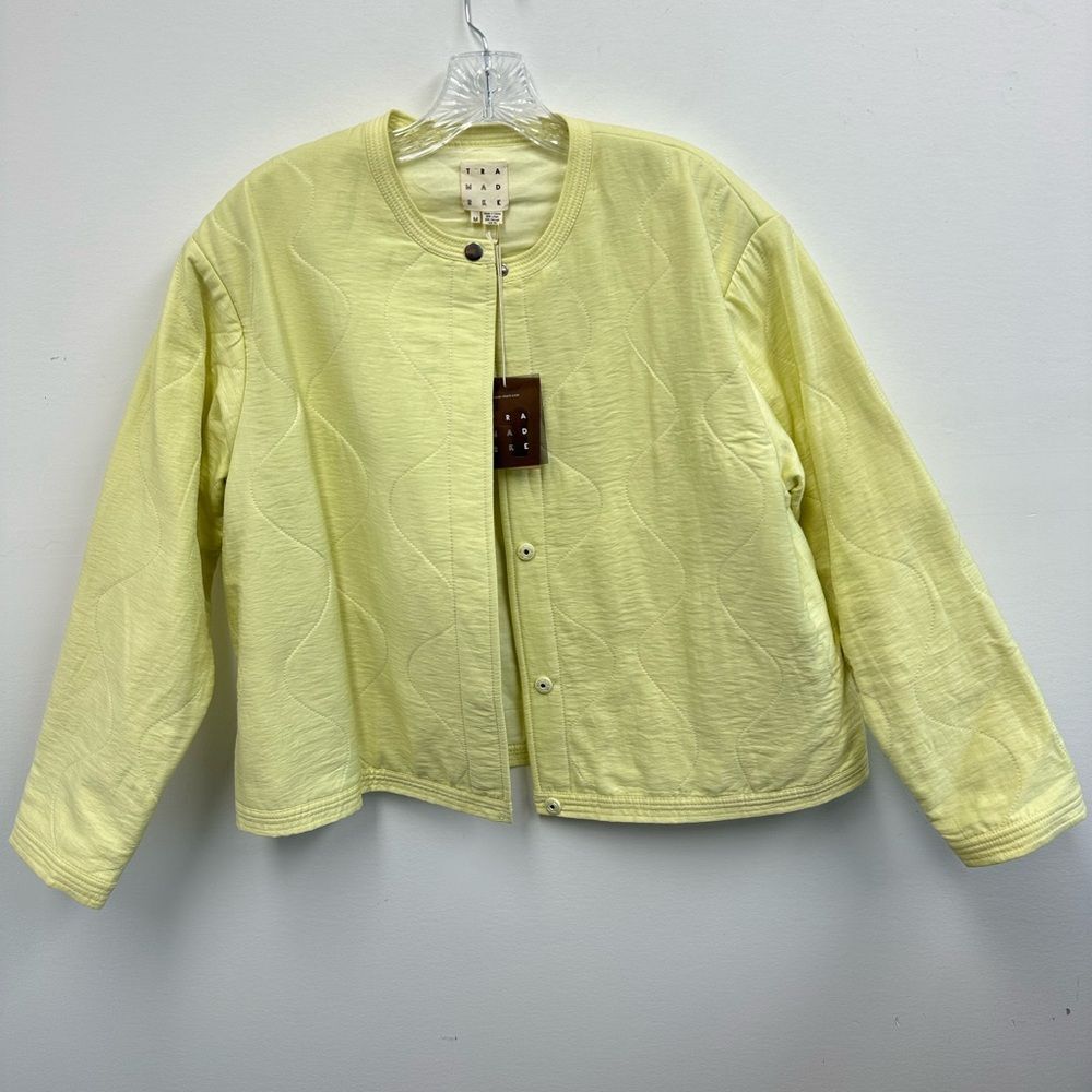 Trademark Quilted Windsor Bomber Jacket in Lemonade Yellow Linen Blend Size M